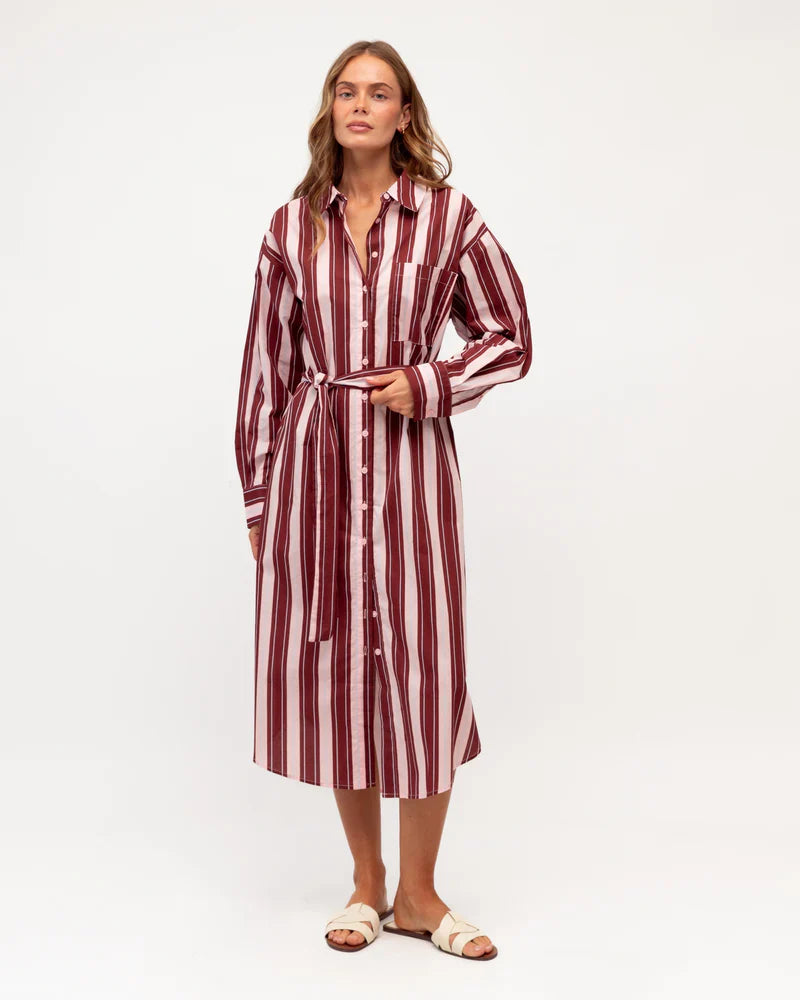 Contrast Stripe Shirt Dress